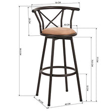 MEUBLE COSY Set di 2 sgabelli da bar, altezza della seduta 77 cm, stile industriale girevole con poggiapiedi imbottito con schienale e cuscino