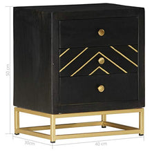 Tidyard Comodino Classico con 3 Cassetti in Legno Massello di Mango Nero 40x30x50 cm,Comodino Camera da Letto,Comodino Cameretta in Legno,Comodino Classico,Comodino con Cassetti,Comodino Rustico