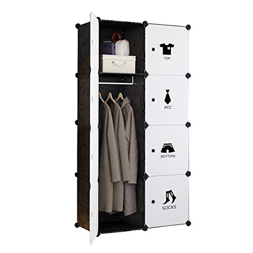Locker 5-Gitter Armadio Armadio Hanging Rimovibili di Plastica Scaffali 8 Porte Abbigliamento Home Camera Nero 75X47X147CM MUMUJIN