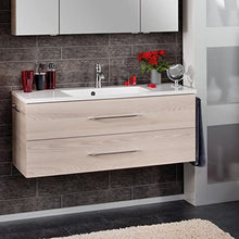 Fackelmann – Set di mobili da bagno B. Clever 2 pezzi 120 cm esche con mobiletto da bagno con lavabo in marmo e armadietto a specchio LED