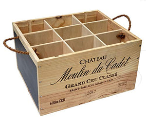 Porta bottiglie di vino in legno multiuso con manici in corda