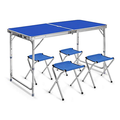 FOMT Tavolo Pieghevole con 4 Sedie Tavolo da Picnic Set di Sedie Tavolo da Picnic Regolabile in Altezza Portatile Tavolo da Pranzo per Interni Ed Esterni per Barbecue da Campeggio,ADD 4 Stool b