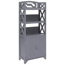 Tidyard Armadietto Bagno con 3 Scomparti e 2 Ante, Mobile da Bagno, Armadio per Bagno Moderno, Ingresso, Cucina e Soggiorno, 46x24x116 cm Grigio
