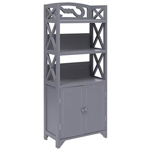 Tidyard Armadietto Bagno con 3 Scomparti e 2 Ante, Mobile da Bagno, Armadio per Bagno Moderno, Ingresso, Cucina e Soggiorno, 46x24x116 cm Grigio