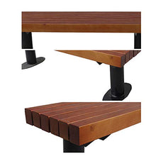 Panca da giardino per esterno seduta in legno, Sedia a sdraio per patio con staffa in acciaio zincato resistente, Panca da cortile 3 posti anticorrosione e antiruggine, Facile da installare