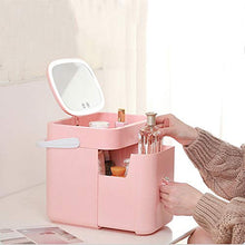 LFK Nuovo Multi-funzione USB Jack Storage Caso Cosmetico LED Touch Interruttore Trucco Specchio Creativo Mano Lampada Luce Trucco Box Bellezza Specchio