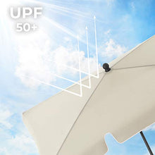 SONGMICS Ombrellone da Balcone Rettangolare 1,8 x 1,25 m, Protezione UPF 50+, Parasole Inclinabile, Telo Rivestito in PA, Borsa da Trasporto, Giardino Terrazzo, Base Non Inclusa, Beige GPU180M01