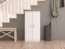 Dmora Armadio Multifunzione a Due Ante con Sei Ripiani, Colore Bianco, cm 55 x 36 x h108