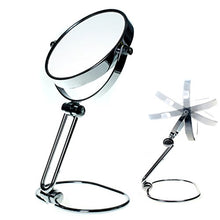 TUKA Pieghevole Specchio Bagno per Trucco 10X Ingranditori, 5" Doppio Specchio Cosmetico di Viaggio o Domestico, ø 12,5 cm Specchio da Tavolo per Trucco Rasatura, Cromato Vanity Mirror, TKD3124-10x