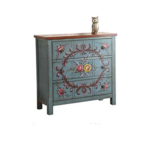 Heqianqian Cassettiera A Credenza Cassettiera Retro Cassette Cassettiera Solid Armadi in Legno Cassetto for Living Room Mobili per Camera da Letto (Color : Blue, Size : 91.5x35.5x87.5cm)