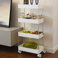 Knoijijuo Trolley 4 Livelli, Cucina Soggiorno Sala da Bagno Camera Auto Abstell, Carrello Multifunzionale con Ruote,Bianca