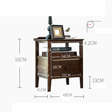 FEANG Comodino Comodino in Legno massello di Rovere Americano Semplice Armadio con Ante a Battente in Colore Noce Nero con cassettiera Tavolino Laterale