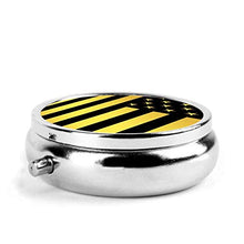 Portapillole rotondo nero con bandiera americana, scatola porta pillole in argento per borsa, regalo unico decorativo in metallo, per pillole, specialmente per le donne