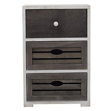 Rebecca Mobili Comodino 3 cassetti, cassettiera piccola, legno Paulownia, bianco grigio, design shabby vintage, camera bagno - Misure: 52,5 x 35 x 24 cm (HxLxP) - Art. RE4601