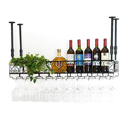 CCFENG Vino Supporto del Vino cremagliera, Bar portabicchieri, Porta Bicchiere di Vino, KTV Calice Capovolto Porta Bicchiere di Vino Creativo Appeso (Color : Black, Size : 120 * 25cm)