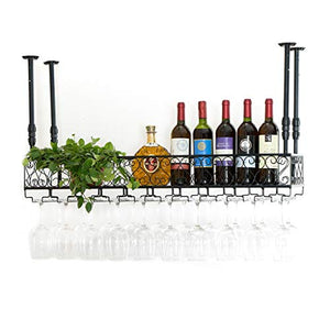 CCFENG Vino Supporto del Vino cremagliera, Bar portabicchieri, Porta Bicchiere di Vino, KTV Calice Capovolto Porta Bicchiere di Vino Creativo Appeso (Color : Black, Size : 120 * 25cm)
