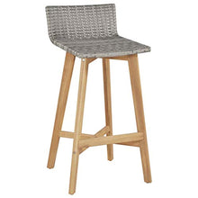Tidyard 2 pz Sedie da Bar Sedie da Sala da Pranzo Sgabelli Polyrattan e Legno Massello d'Acacia 40x45x90 cm