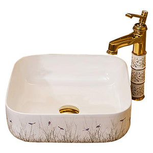 lilili Lavabo da Appoggio Lavabo da Appoggio Lavandino Bagno Lavabo in Ceramica Lavandino Lavabi Bianca Ovale 39x39x13cm (Color : No Accessories)