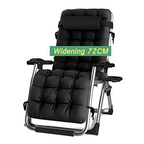 ZHUAN Lettino Pieghevole Pieghevole Comodo Extra Ampio reclinabile a gravità Zero Lettino Pieghevole Regolabile reclinabile con Cuscini di Supporto Sedia Multifunzione da 440 lbs (Colore: Nero)