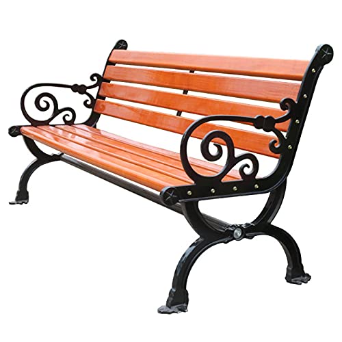 Panchina da giardino per esterni Panchine da terrazza per il tempo libero, panchina da cortile resistente alle intemperie con gambe in ghisa e legno di pino, panchina spaziosa e confortevole Panca