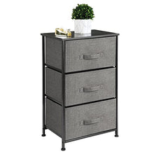 mDesign Comodino in stoffa – Organizer pratico con 3 cassetti – Cassettiera ideale per la camera da letto, l’appartamento o per stanze piccole – antracite