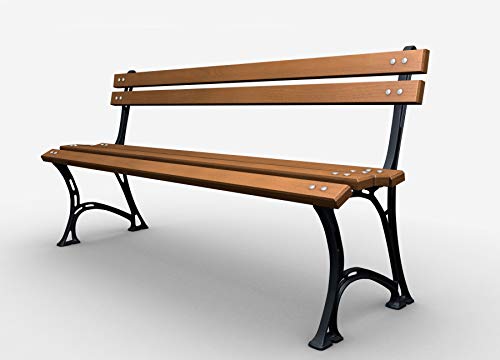 Panchina da giardino in ghisa e legno di palissandro, mobili da giardino 0119
