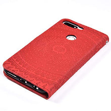 Herbests Cover Huawei Honor 7C/Huawei Y7 2018 Flip Case Custodia Portafoglio in Pelle Cover a Libro Custodia Mandala Brillantini Diamante Strass Case Cover con Funzione Stand,Rosso