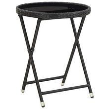 Goliraya Tavolino da caffè Giardino Esterno Pieghevole in Polyrattan e Vetro/Legno,Tavolino da Giardino Pieghvole in Rattan,Tavolino da Esterno Pieghevole,Tavolino Pieghevole 60x75 cm