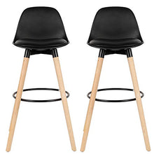 POPSPARK Set di 2 sgabelli da Bar, Gambe in Legno di faggio, Sedia da Bar Multicolore per Colazione in Cucina (Nero)