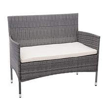 Mendler Salottino da Esterno Giardino HWC-F55 polyrattan Grigio con Cuscini Avorio