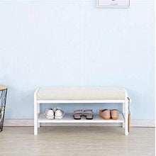 YANG Wooden Shoe Rack Cambio di Scarpe panchina Bianca Imbottito poggiapiedi Guardaroba Multifunzione Pouf ottomano Carico 200kg (Color : White, Size : 80x33x36cm)