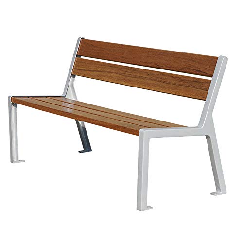 Panchina da giardino panchina in metallo, Panchina in legno in acciaio inossidabile resistente alle intemperie, Mobili da giardino terrazza ingresso moderno minimalista, 145 * 65 * 80 cm