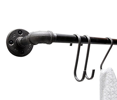 Baba - Portasciugamani per tubi industriali – Solo hardware – Perfetto per: asta per tenda, barra di stoccaggio, appendiabiti e mobili industriali/arredamento agricolo (64 cm)