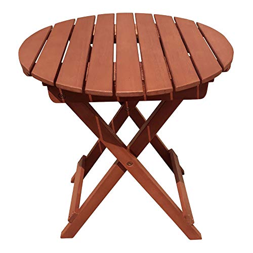 Garden Pleasure Hanford - Tavolo da giardino in legno di eucalipto rotondo, diametro 45 x altezza 50 cm