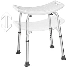 Sgabello da Doccia per Bagno Ergonomico Regolabile In Altezza Anti Scivolo Per Anziani E Disabili, Gambe In Metallo, Portata Massima 120 Kg (Colore Bianco)