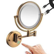 Specchio Ingranditore da Parete 10x con Luce LED, 360°Girevole Specchio Trucco Specchio Bagno Estensibile, 7.8 Pollici Specchio da Barba con luce Regolabile USB Ricaricabile