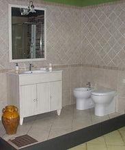 Mobile Bagno a Terra Ines decapè cm 90 con Specchio, Applique e lavabo