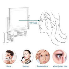 MRJ Specchio Ingranditore da Parete Illuminato Ingradimento 3X, Specchio da Bagno con con Luce LED, USB Ricaricabile Specchio Cosmetico Illuminato Ingradimento Quadrata