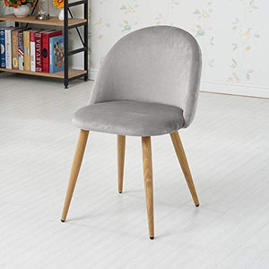 OFCASA Sedie sedie sala da pranzo Set da 2 in morbido velluto sedie schienale con gambe in metallo per sala da pranzo soggiorno ufficio mobili moderni hotel ristorante sedie(Grigio)