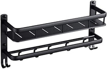AINIYF Bagno Bagno Doccia Mensola Organizzatore Parete Punch Spazio Libero in Alluminio WC 1/2 / 3 Tier Torre Hanger Agganciare Drain Staccionata, Nero