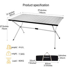 HYJBGGH Tavolo Pieghevole da Campeggio in Alluminio Tavolo da Picnic Tavolo da Giardino per Cucinare All'aperto, Viaggiare con Lo Zaino in Spalla (Color : Silver, Size : 146 * 80 * 70cm)