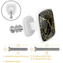 Set di 4 maniglie rotonde per armadio da cucina, credenza, cassettiera, cassettiera, con viti, per cucina, comò, armadietto, bagno, armadio Zodiaco Sagittario Constellation, nero