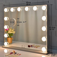 Meetop Specchio illuminato Vanity con 14 lampadine a LED sostituibili, stile Hollywood, specchio cosmetico con Touch Control di design, o tavolo da parete, colore: argento, 61 x 52 cm