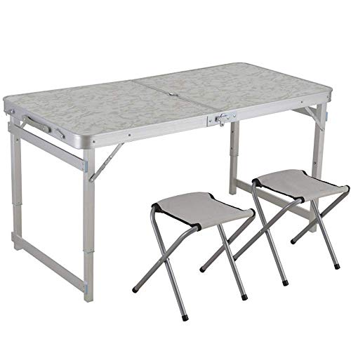 AWJ Tavolo Pieghevole Pieghevole Tavolo da Giardino con Set di 2 sedie - Tavolo di deformazione in Alluminio Regolabile in Altezza per Uso Interno ed Esterno Campeggio Esterno, es