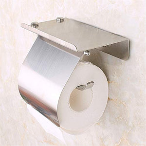 Gancio bagno cucina Portarotolo for WC con ripiano for telefono e coperchio Coperchio a parete in acciaio inossidabile Adesivo for bagno Distributore di carta for hotel Appendiabiti for rotolo Gancio