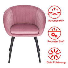 WOLTU Set di 2 Sedie da Pranzo da Cucina Poltrone per Soggiorno con Schienale Braccioli Gambe in Metallo Seduta in Velluto Rosa BH244rs-2