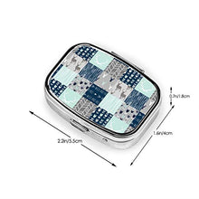 Scatola quadrata per pillole medicinali Woodland Patchwork in menta blu navy e grigio moda pillola organizer viaggio pillola caso dispenser per vitamine integratori