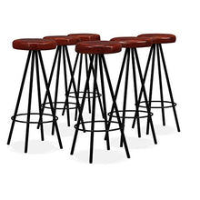 Tidyard Set per Bar 7 pz in Legno Massello di Recupero e Vera Pelle,Set Mobili Bistro per Interno e Esterno