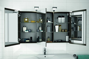 ALLIBERT Set di mobili da bagno premontati con funzione Softclose, colore grigio lucido, con specchio, 120 cm