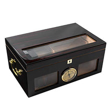 Minmin Cigar Box Legno di Cedro Piano vernice grande capacità di visualizzazione doppio vetro umidificatore Cigar Box di stoccaggio, 375x245x180mm accessori del sigaro (Size : 375x245x180mm)